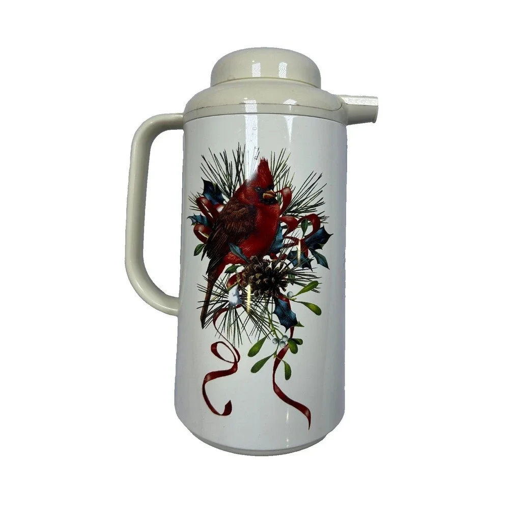 Lenox Winter Christmas Holiday Greetings Red Cardinal Coffee Carafe Thermos